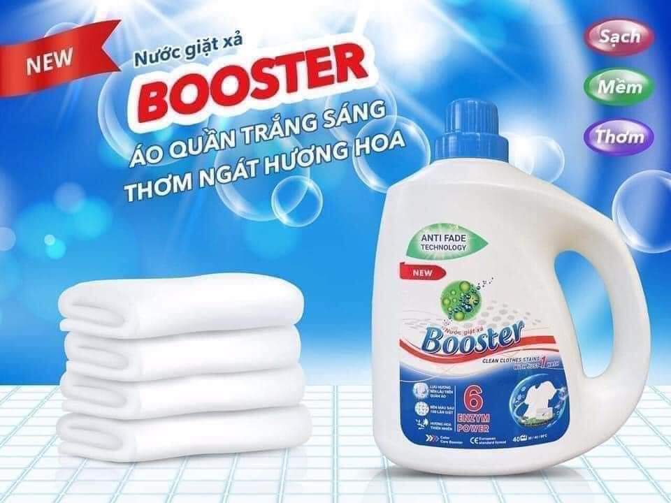 Nước giặt xả Booster can 3,7 kg hương hoa tự nhiên giặt sạch, lưu hương lâu