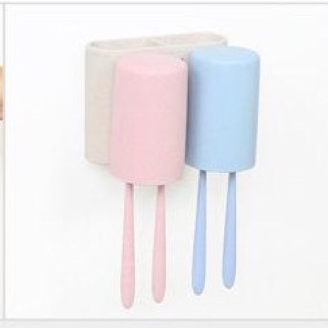 Giá để đồ treo bàn chải đánh răng 2 cốc làm từ bột lúa mì E1701