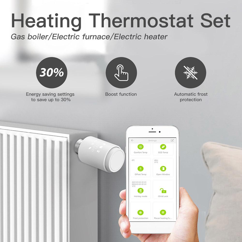 TV02 Thermostatic Radiator Valve Smart Thermostat Temperature Controller Weekly Programmable APP Control Voice Control