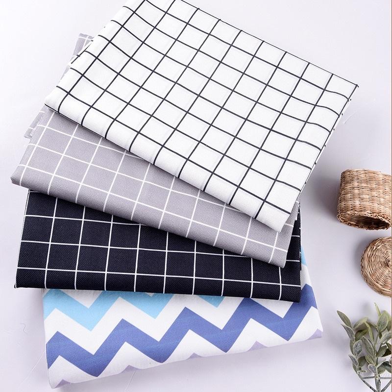Vải Bố Vải Canvas Decor Trang Trí May Rèm May Màn, Khăn Trải Bàn, Khăn Trải Picnic, Phông Nền Chụp Ảnh Họa Tiết Ô Vuông