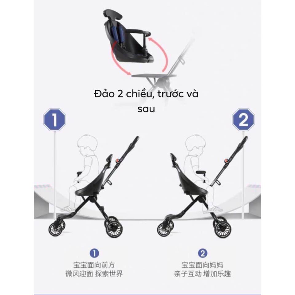 Xe đẩy 2 chiểu Baobaohao Only V1 cho bé, chất lượng cao cấp tay đẩy, ghế xoay đổi chiều