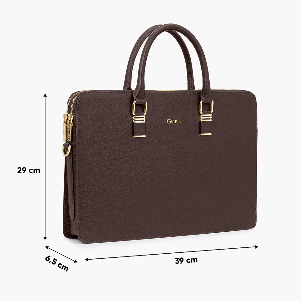Cặp Da Công Sở Túi Xách Nam Chính Hãng GENCE CDX19 Da Bò Cao Cấp Màu Nâu