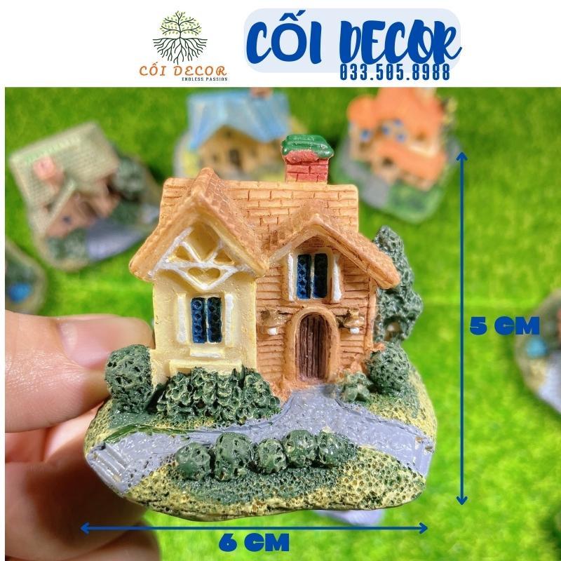 Mô hình ngôi nhà biệt thự mini nhiều màu sắc trang trí bể cá, tiểu cảnh, sen đá