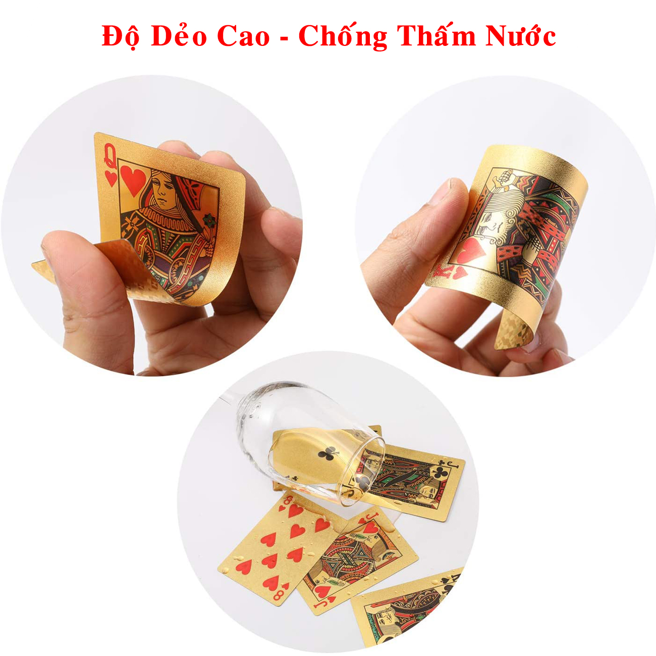 Hình ảnh Bộ Bài Tây Poker Mạ Si Vàng 24K Cao Cấp Phủ Nhũ Vàng Chính Hãng Dododios – Bộ 54 Lá Bài Tây Pocker Nhựa Dẻo Chống Thấm Nước Chống Gãy