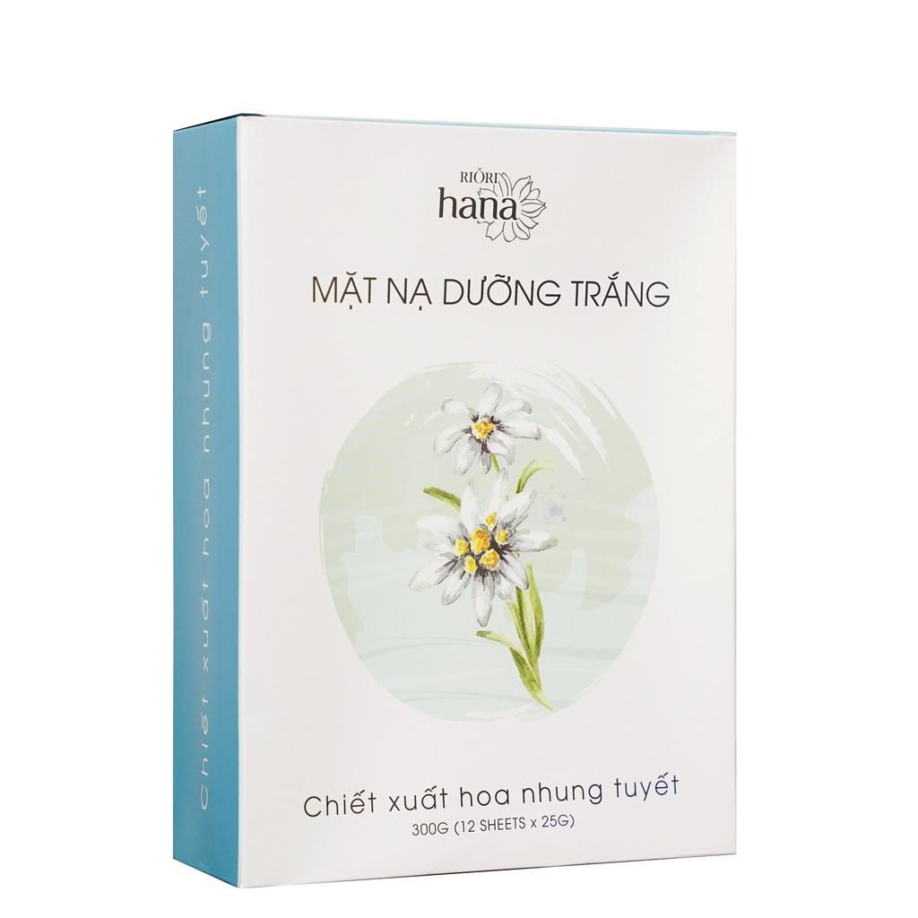 Mặt Nạ Giấy Dưỡng Trắng Mờ Thâm Mụn - Chiết Xuất Hoa Nhung Tuyết RIORI  - Hộp 12 miếng