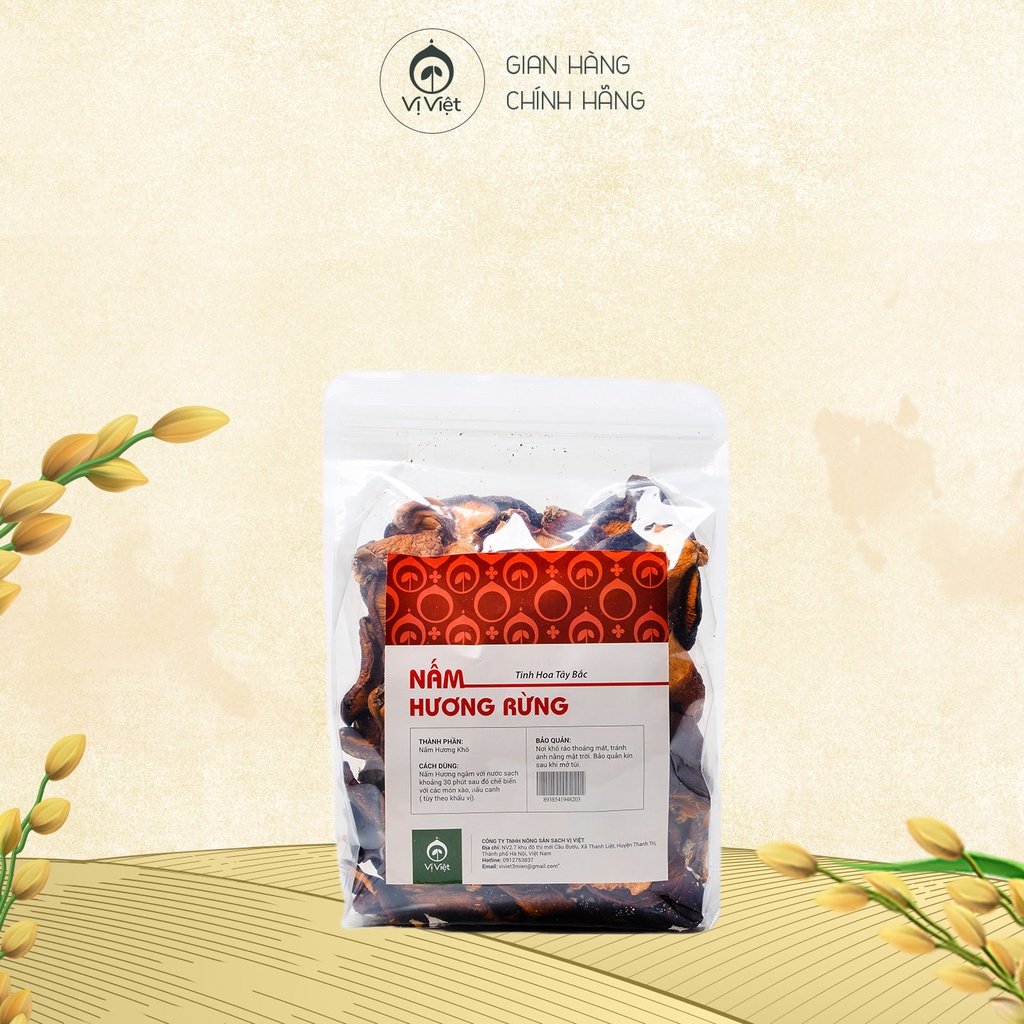 Nấm Hương Rừng khô đăc sản Tây Bắc VỊ VIỆT cao cấp , Đặc biệt thơm, 100% phơi khô tự nhiên, không chất bảo quản, Gói 150 gam