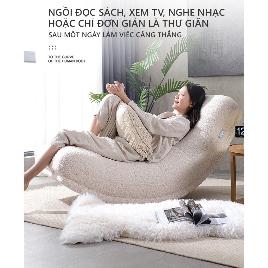 Ghế Sofa Bập Bênh Bọc Vải Lông Cừu Màu Trắng Tinh Tế AC38