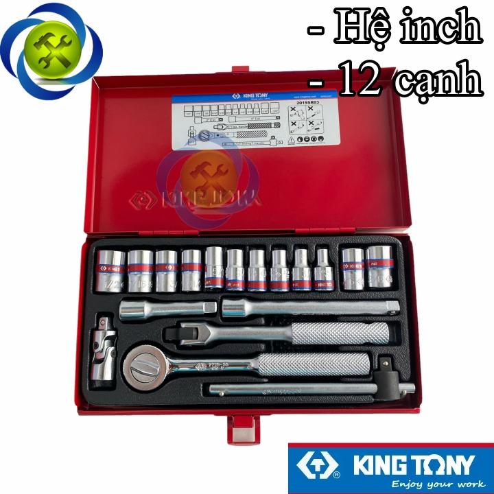 Bộ tuýp 1/4 hệ inch Kingtony 2019SR03 có 18 chi tiết loại 12 cạnh