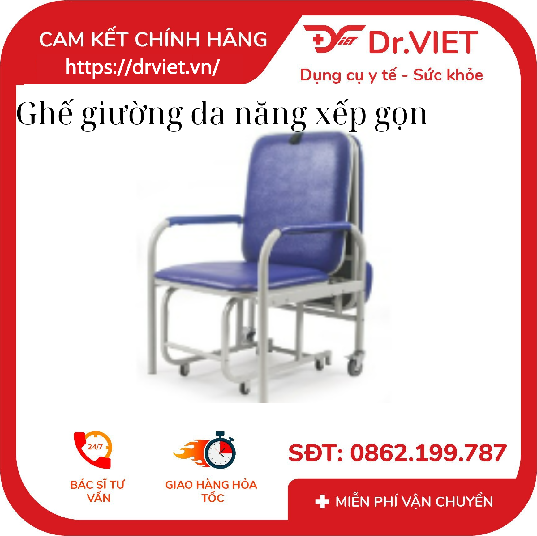 GHẾ GIƯỜNG ĐA NĂNG XẾP GỌN_DVC24