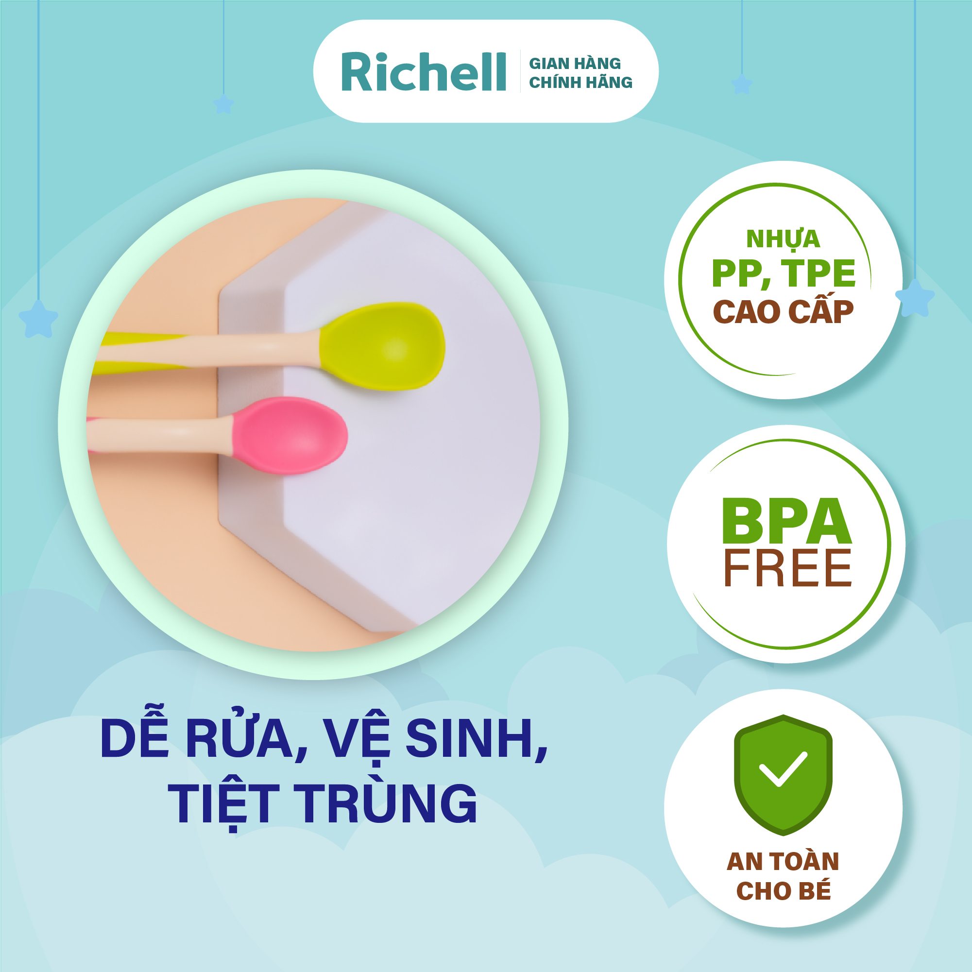 Bộ muỗng mềm cho bé ăn dặm Richell Nhật Bản | Baby