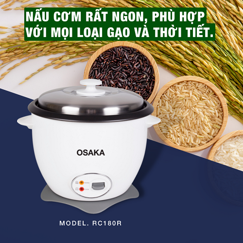 Nồi cơm điện nắp rời Osaka RC-180R dung tích 1.8 lít - Hàng chính hãng