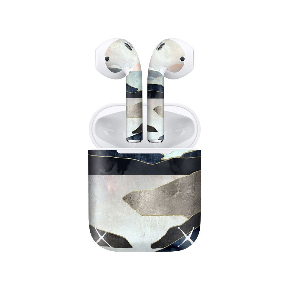 Miếng dán skin chống bẩn cho tai nghe AirPods in hình giả sơn mài - GSM005 (bản không dây 1 và 2