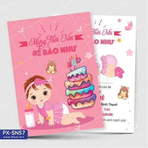 Thiệp thôi nôi – sinh nhật theo yêu cầu Pluxi