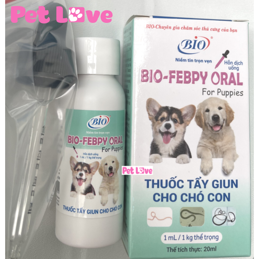 Bio Febpy Oral uống xổ giun trên chó con