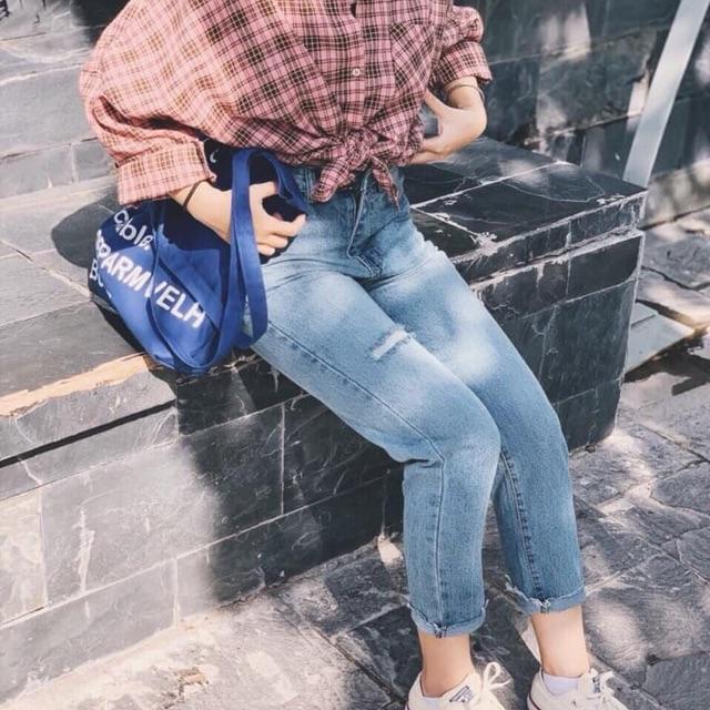 Quần baggy bò rách 1 bên