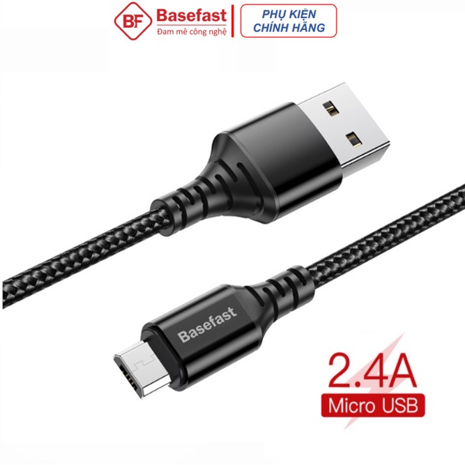 Dây sạc Micro USB cao cấp Basefast máy android - Cáp bọc dù siêu bền sạc nhanh cho Samsung , xiaomi CS14M - Hàng Chính Hãng