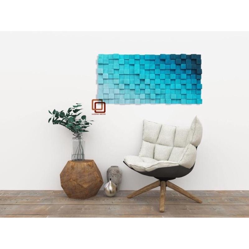 Tranh gỗ trang trí 3D tone XANH NGỌC BÍCH NHẸ NHÀNG -