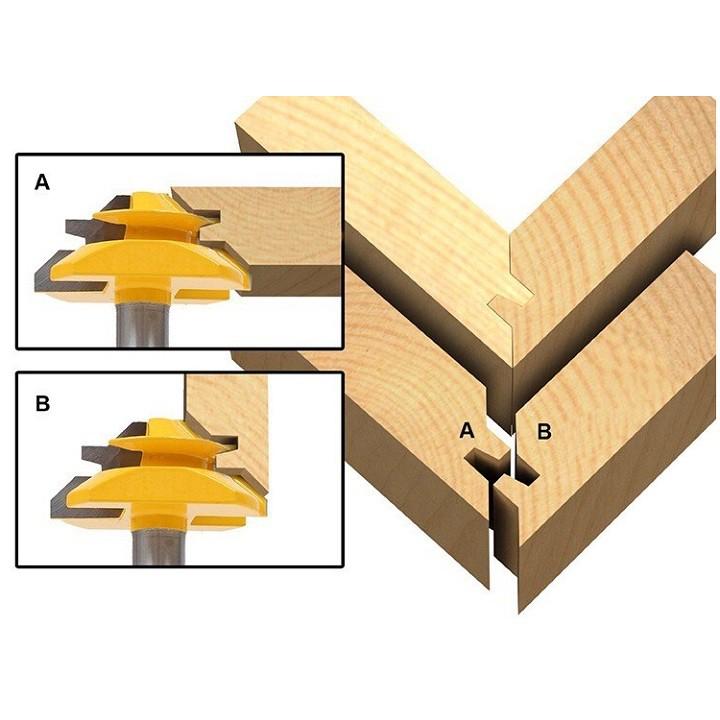 Mũi phay gỗ ghép góc vuông cốt 12ly7 dùng cho ván dày 9.5-12.7mm