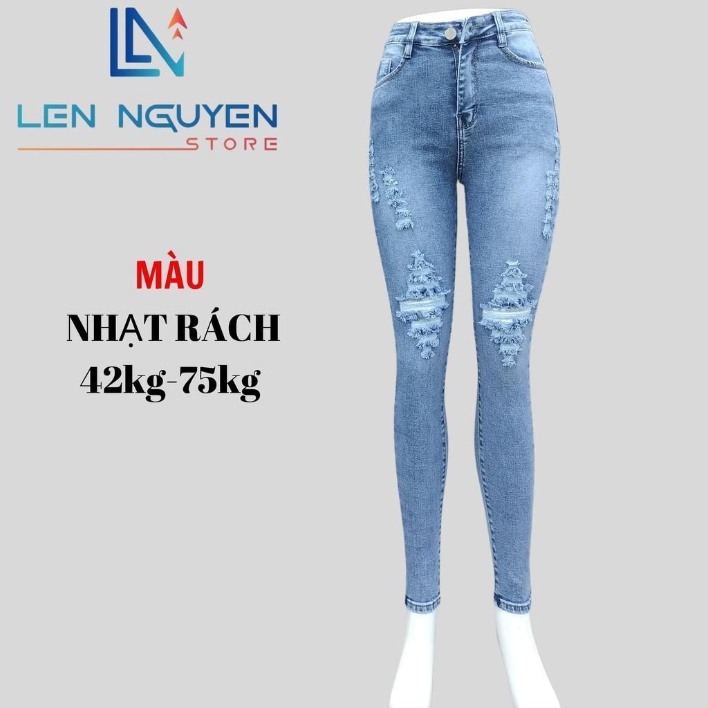 Quần jean nữ, dài, lưng cao, quần bò nữ dáng ôm, quần rin nữ có big size, cho 42kg đến 75kg, - Màu Xám