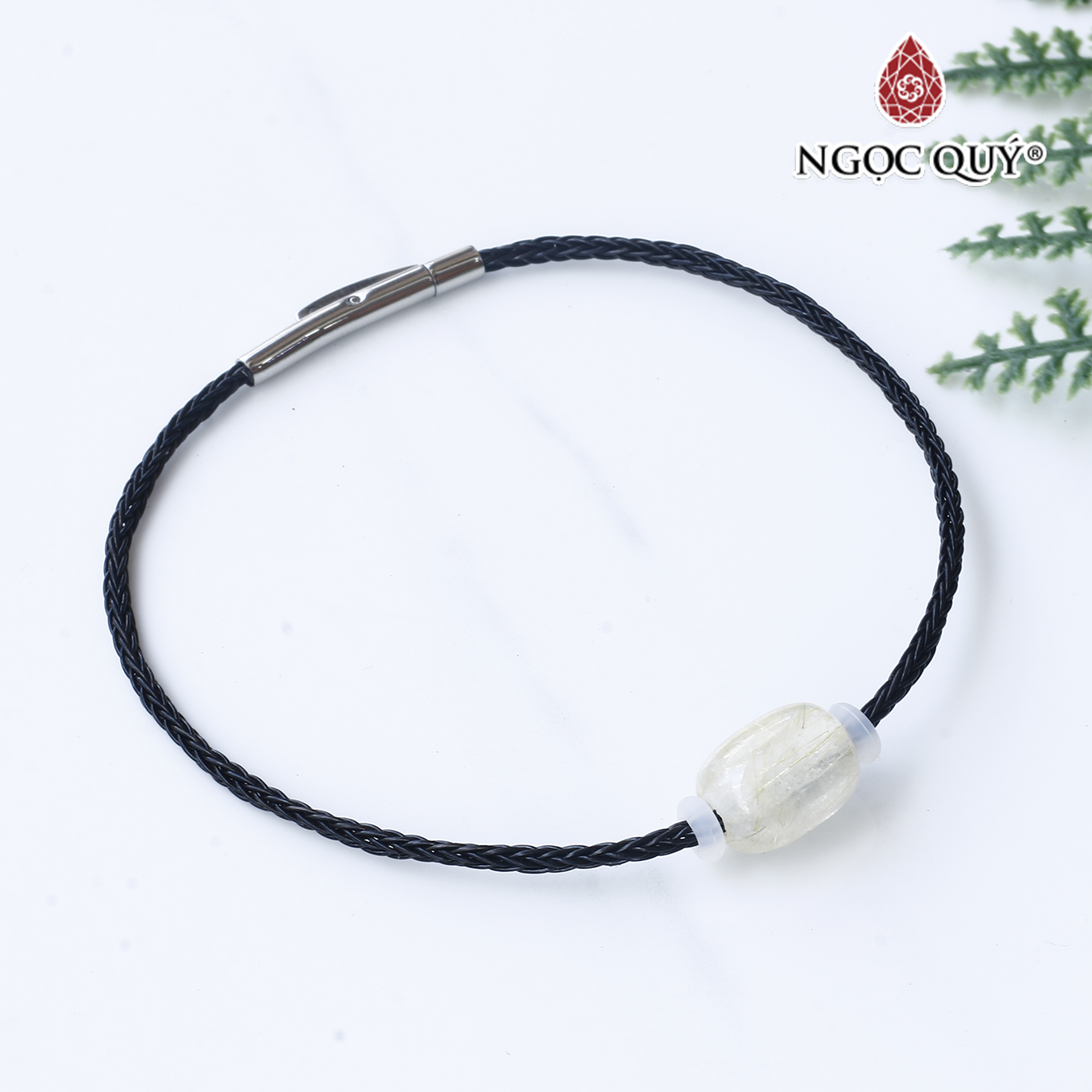 Vòng dây thép đá thạch anh tóc mệnh thủy, kim - Ngọc Quý Gemstones