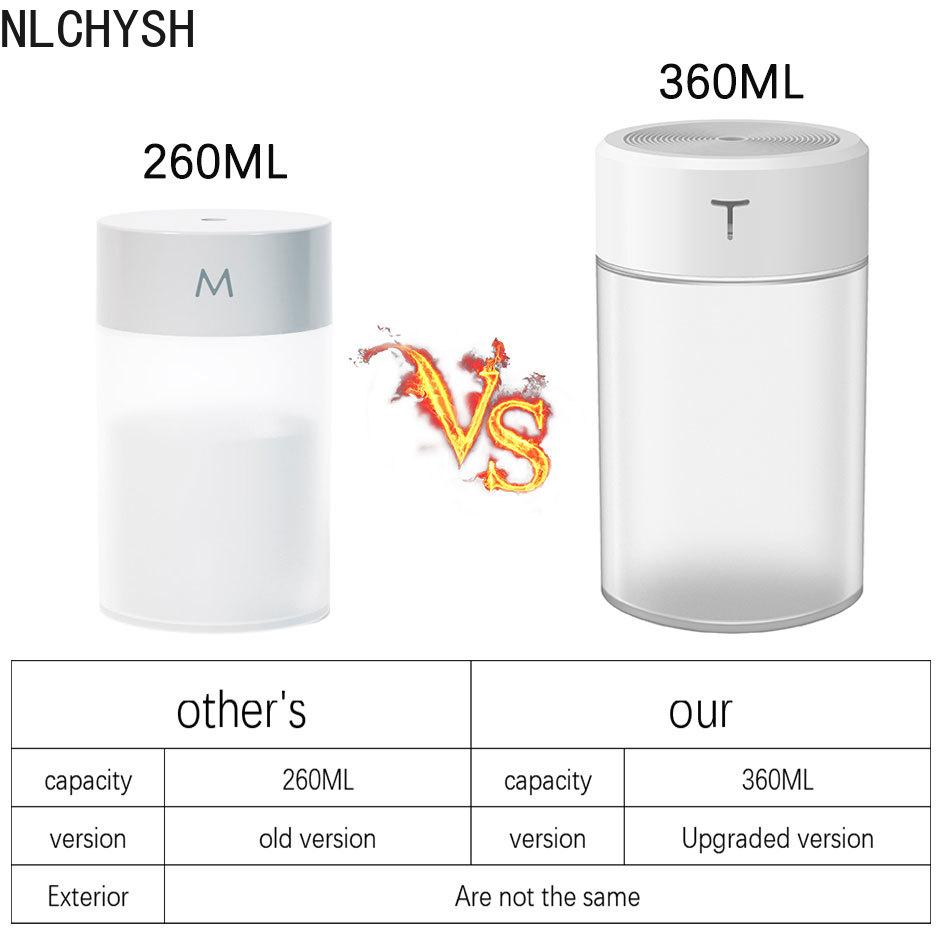 360ML Máy Tạo Độ Ẩm Không Khí, Siêu Âm Khuếch Tán Hương Thơm, Di Động Xông Phòng Máy Phun, USB Tinh Dầu Atomizer, đèn LED Nhà