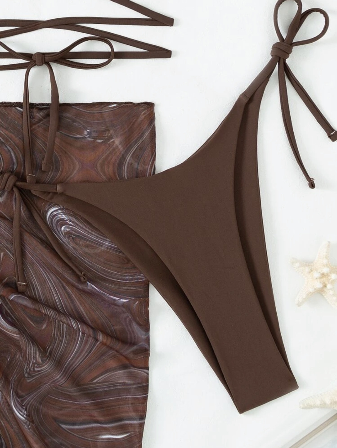 Bộ đồ bơi mới Sexy Velvet Vải co giãn đầy đủ ba mảnh