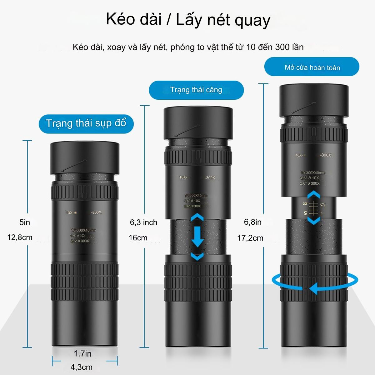 Ống lens cho điện thoại zoom 10x - 300x  ( TẦM NHÌN XA HÀNG Kilomet ) kèm kẹp điện thoại quay phim, chụp ảnh siêu nét cao cấp ( MÀU ĐEN, CÓ GIÁ ĐỠ ĐA NĂNG TIỆN LỢI)