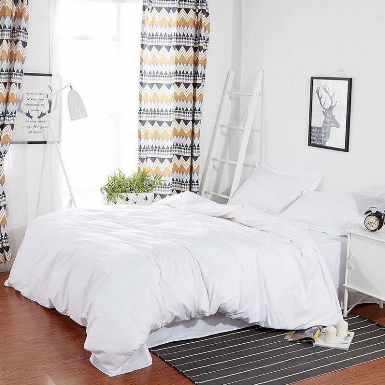 Bộ chăn ga gối cotton poly cao cấp - trắng tinh giá tốt