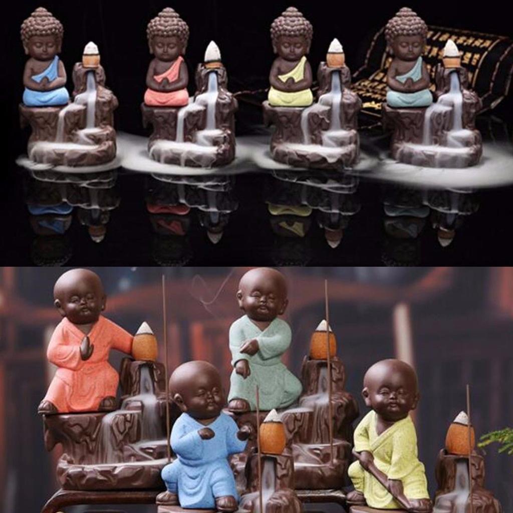 Little Monk Incense Burner Smoke Backflow Censer +70pcs Mix Incense Cone