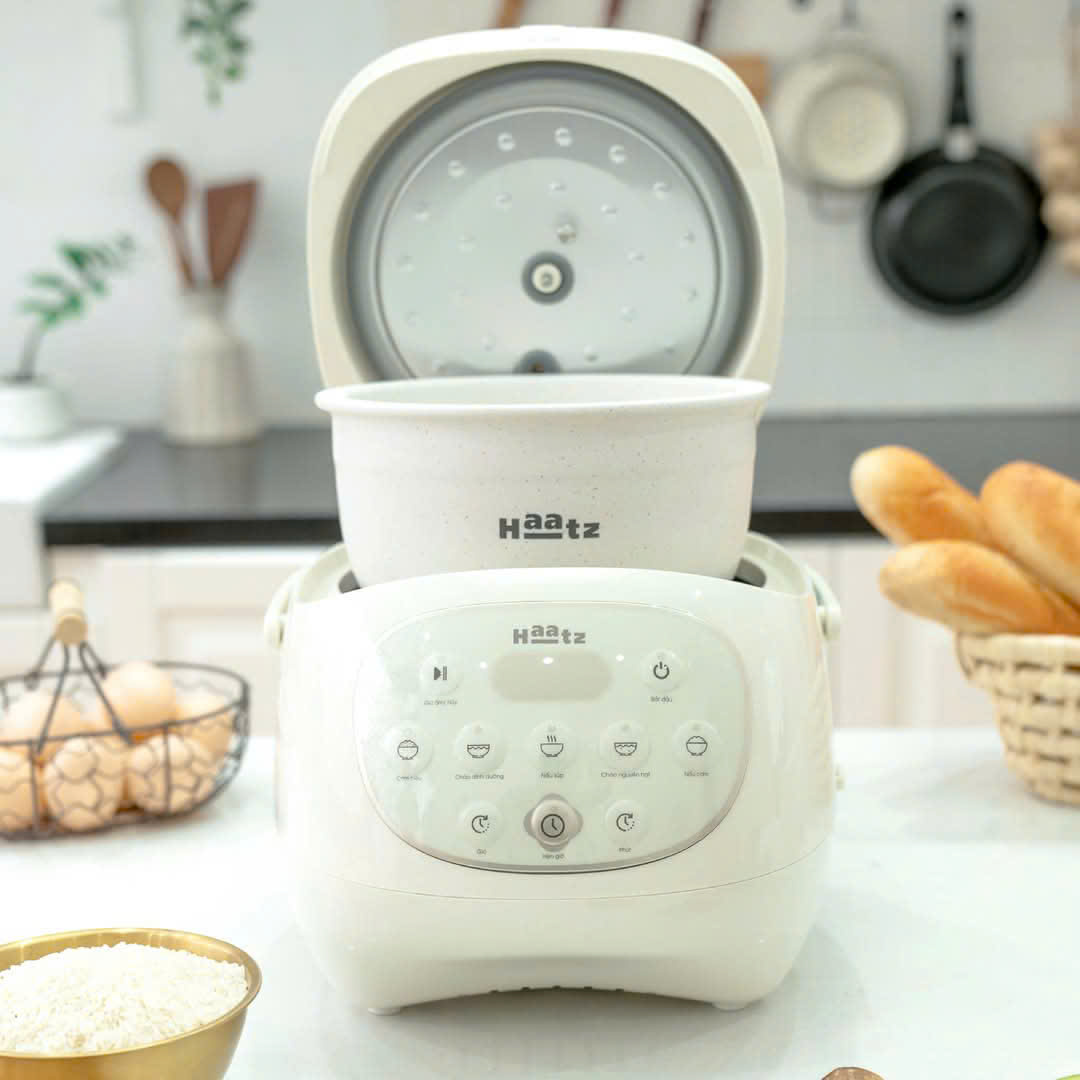 Nồi Cơm Điện Lòng Gốm 1,2L HAATZ CIM205 Công Suất 500W, 6 Chế Độ, Hẹn Giờ, Hàng Chính Hãng