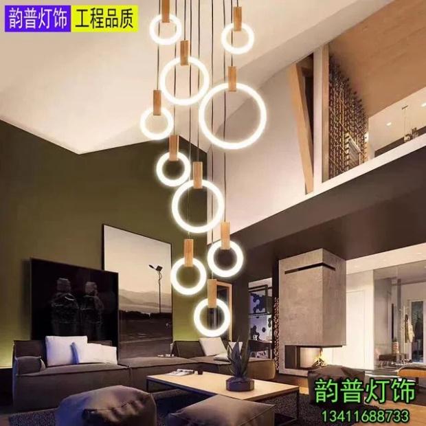 Đèn thả thông tầng hình tròn, đèn thả tô điểm lối cầu thang, đèn trang trí, đèn trần, đèn decor HTK_026 DT