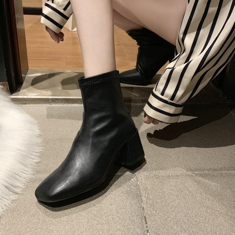 Giày Martin ngắn gót thấp nữ Hàn Quốc