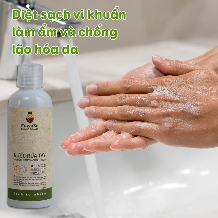 Nước rửa tay sát khuẩn Fuwa3e hữu cơ, tinh dầu quýt thơm dịu nhẹ