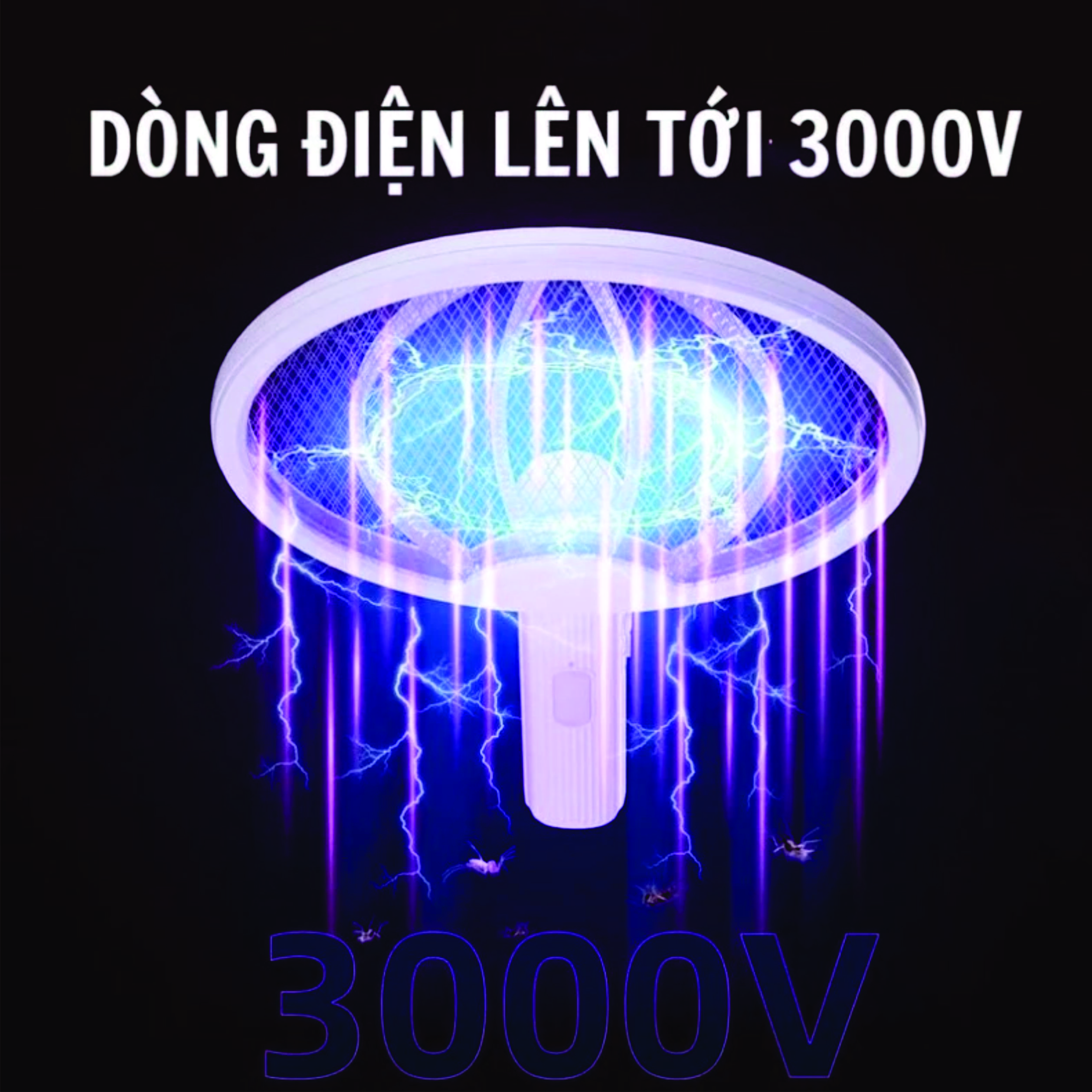 Vợt Diệt Côn Trùng Có Đèn Tự Động Thông Minh Cao Cấp Để Bàn Đứng Tích Điện Sạc USB Hàng Chính Hãng