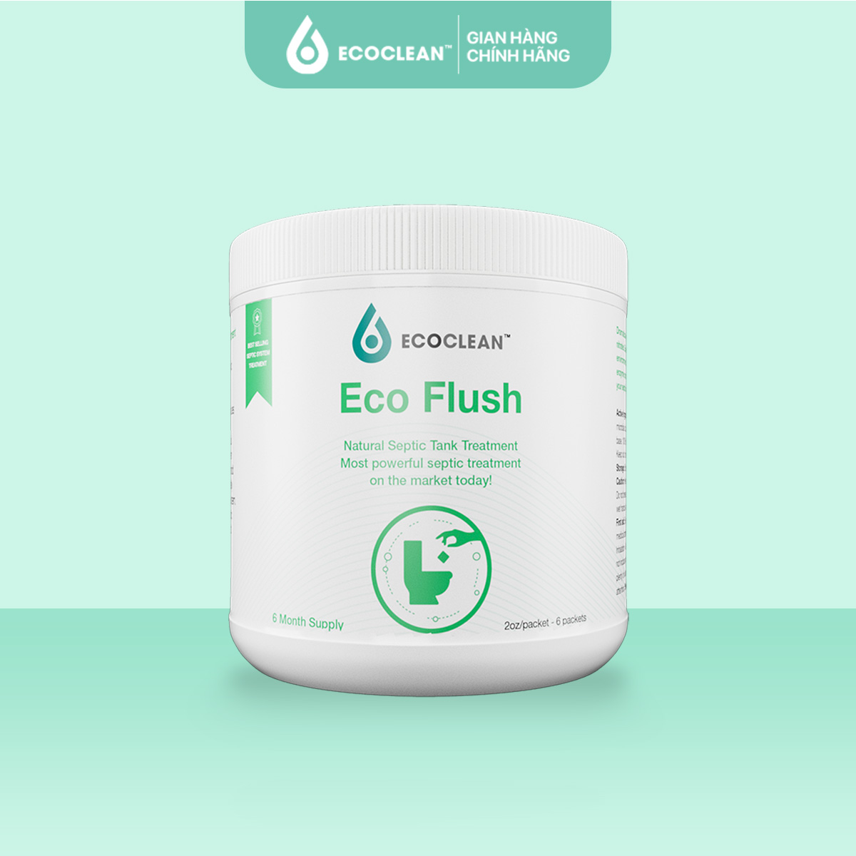 Hộp 6 Gói Vi Sinh Xử Lý Hầm Tự Hoại, Bồn Cầu Bị Đầy, Tràn - Ecoflush - Túi Gói Tự Phân Huỷ