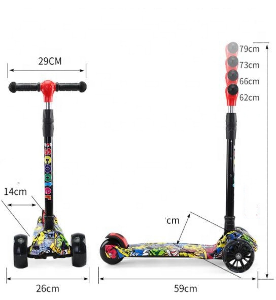 Xe Trượt Scooter Graffiti Cao Cấp 3 Bánh PU Phát Sáng - Hàng Chính Hãng Gobos