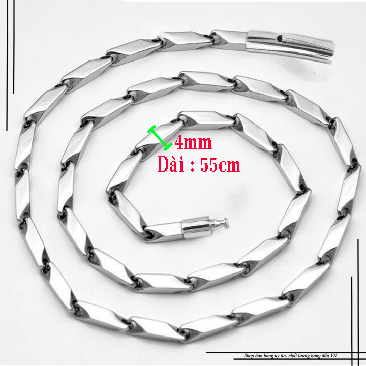 Dây chuyền nam inox hỏa tiễn trơn khóa gài vip sáng đẹp, không đen, nhiều size dễ chọn