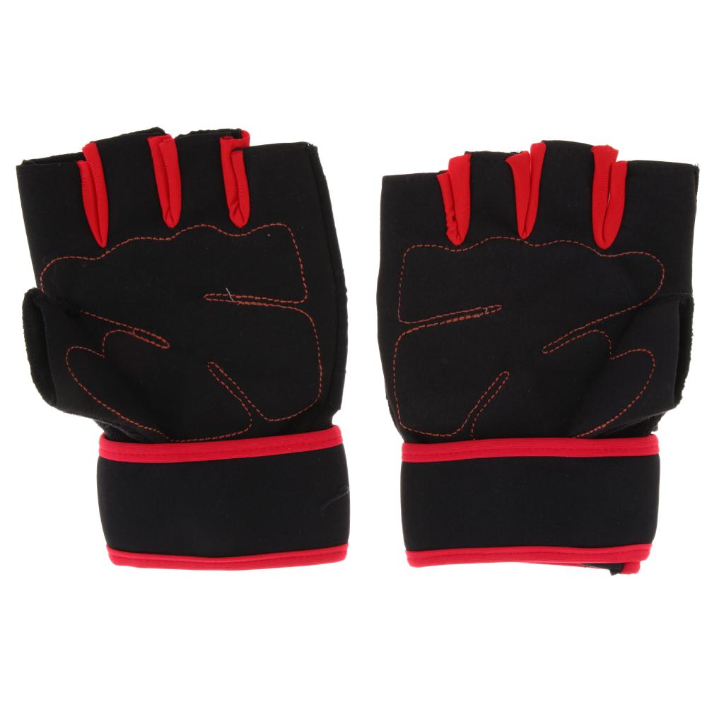 Half Finger Breathable Anti-Slip Climbing Cycling Fishing Gloves Red
