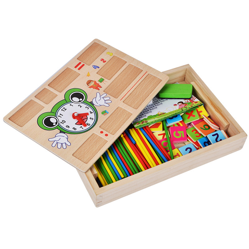 Bộ đồ chơi bảng số học toán bằng gỗ cho bé- Bảng gỗ học toán có que tính cho bé 23.5*16cm+Tặng kèm bảng 2 mặt và phấn viết