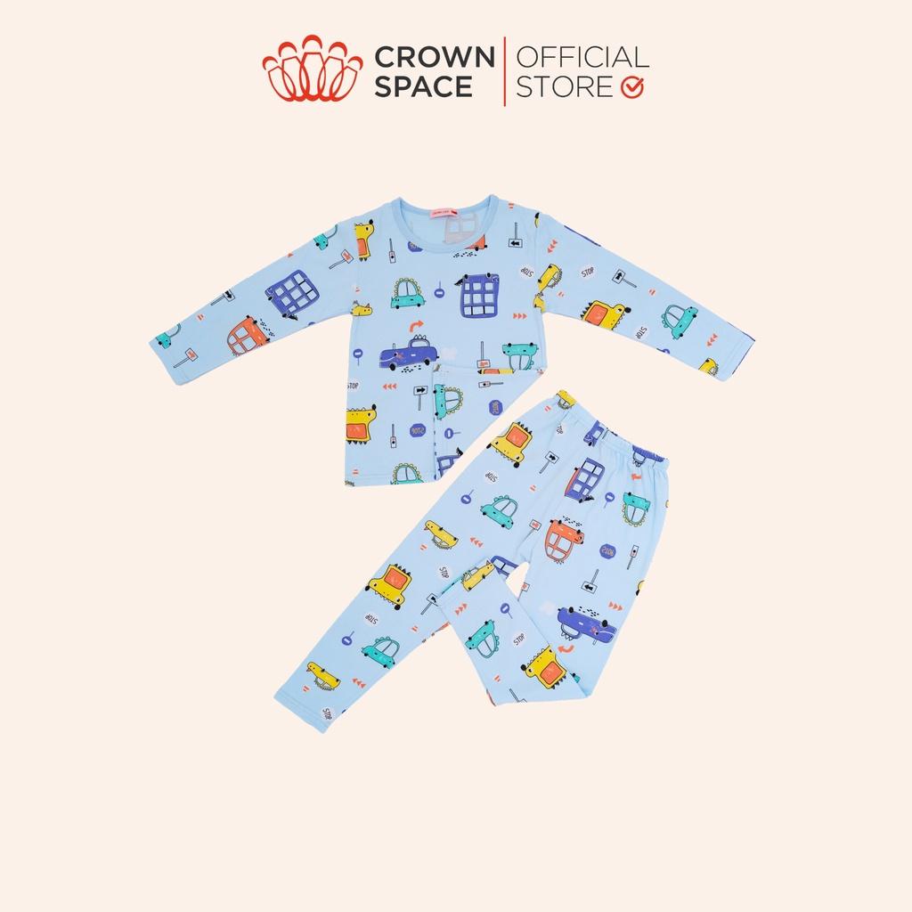 Bộ Mặc Nhà Dài Tay Bé Gái Crown Space Cao Cấp - Cotton Thoáng Mát Họa Tiết Dễ Thương CKGL5911713 Size 17-33Kg