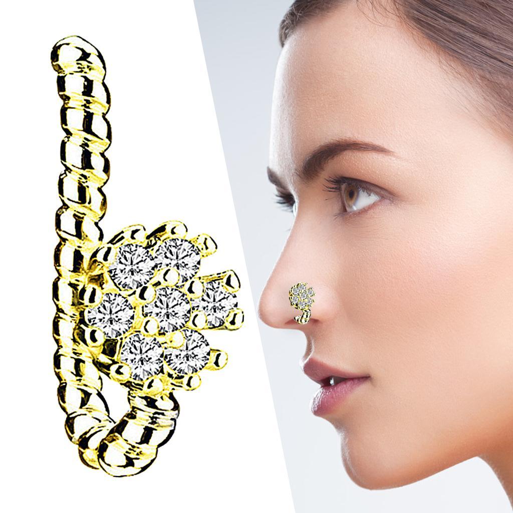 2-4pack Fake Nose Rings 18G Fake Lip Ear Nose Septum Ring Non Piercing gold