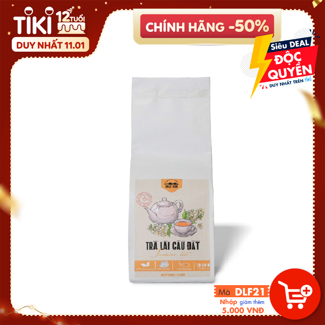 Trà Lài Cầu Đất DalatFarm (dòng Đặc Biệt) - Túi 110Gr