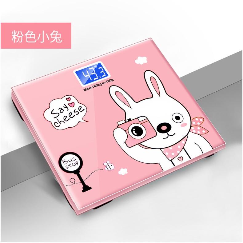 Cân điện tử hình THỎ RABBIT HỒNG kính cường lực Cân Sức Khỏe Cân Người Chịu Lực Tới 180KG Bảo Hành 1 NĂM