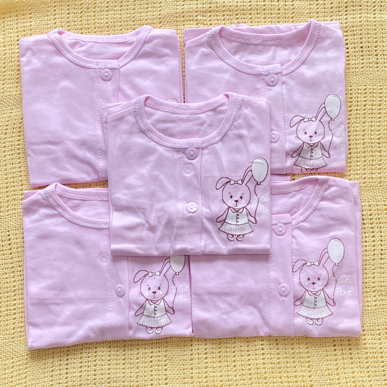 COMBO 5 Áo sơ sinh cotton THT-FR GGY | Áo Màu Cài Giữa Tay DÀI | Size 1 - 5 cho bé sơ sinh - 12 kg | Chất vải thun cotton 100% xịn, đẹp, mềm, họa tiết xinh | Hàng Việt Nam | Quần sơ sinh | Quần áo sơ sinh