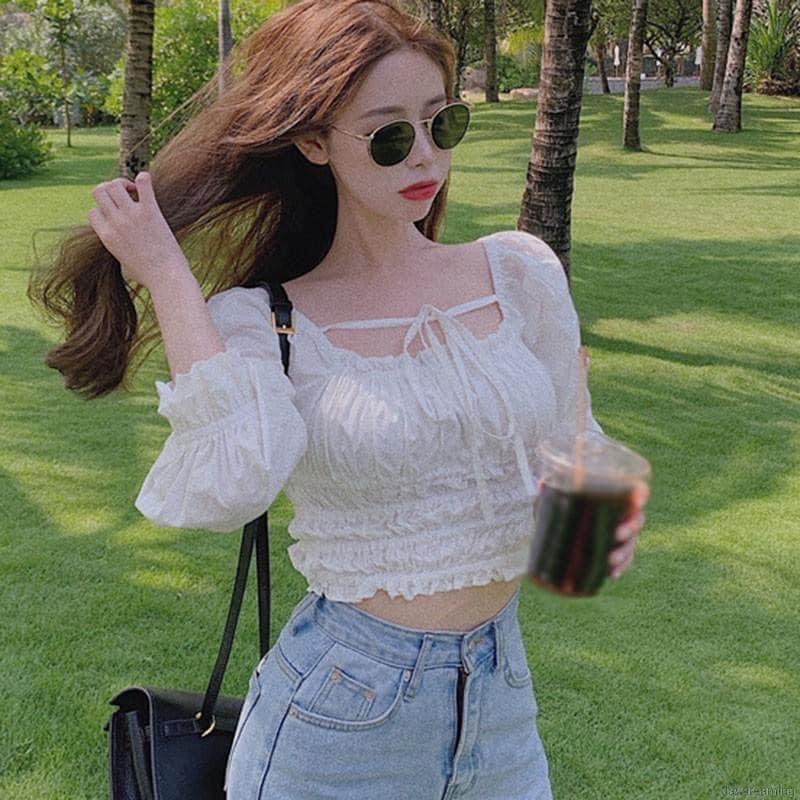 Áo croptop thắt nơ xinh xắn