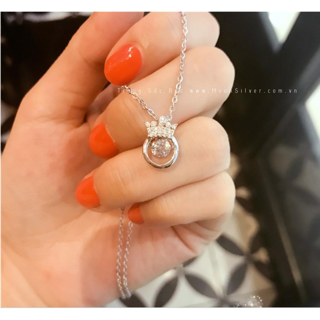 Dây chuyền bạc vương miện đá rung