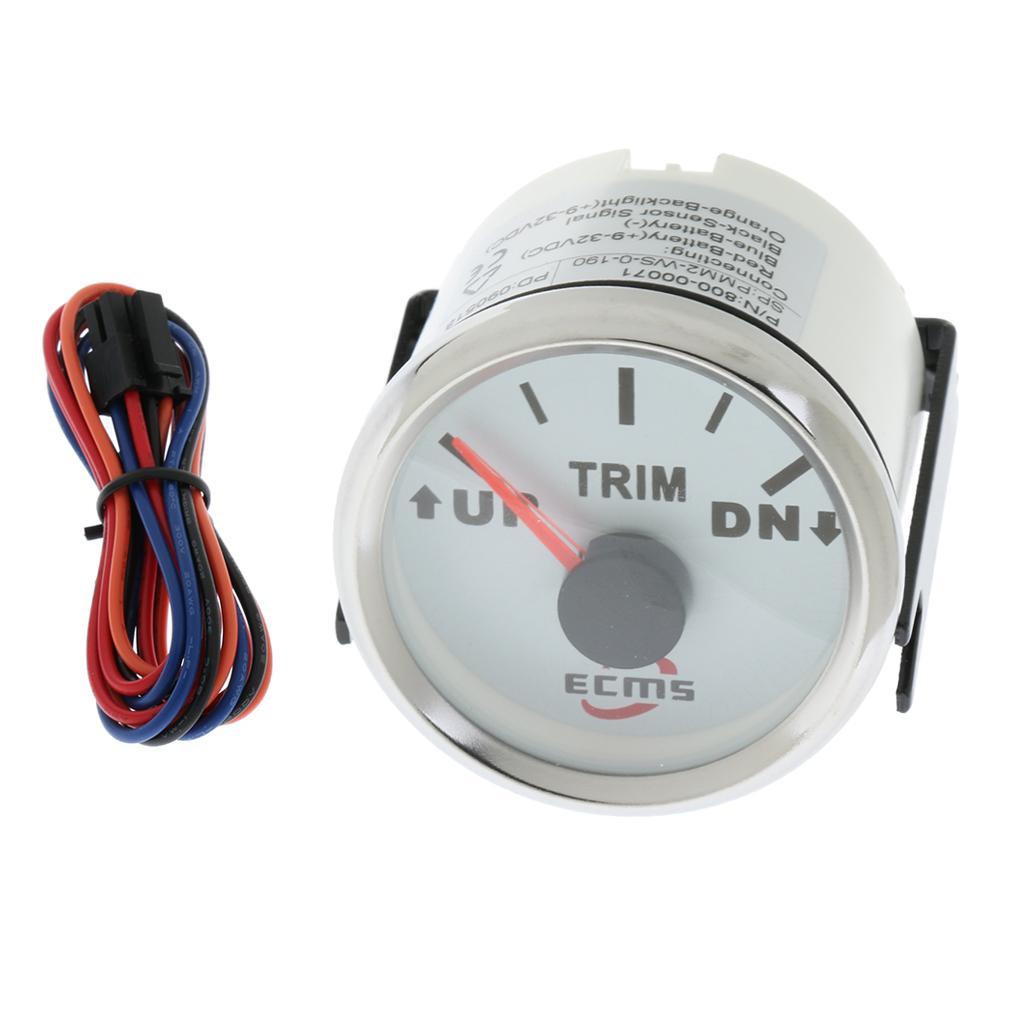 2" 52mm  Electric Trim Level Gauge for Marine Boat White Face#1