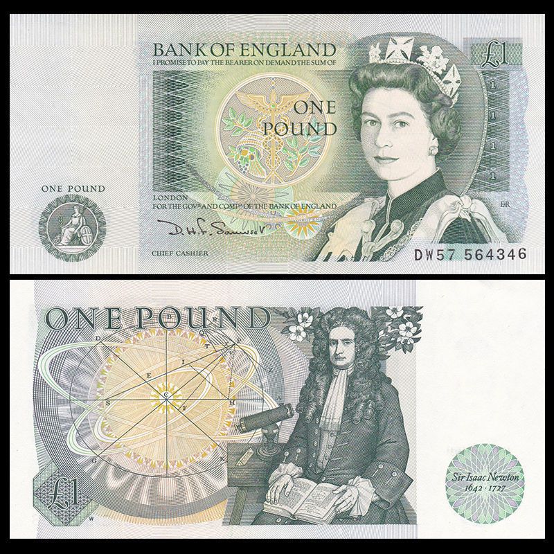 Tiền Anh Quốc mệnh giá 1 pound, mới cứng, tặng kèm bao nilong bảo