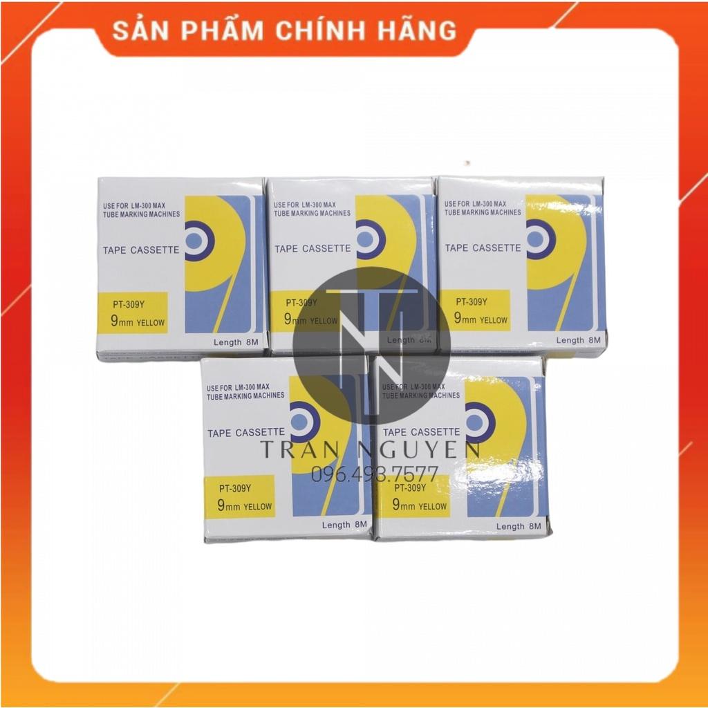 [Combo 3 cuộn] Băng nhãn in MAX PT-309Y - Đen nền vàng 9mm x 8m - Hàng nhập khẩu