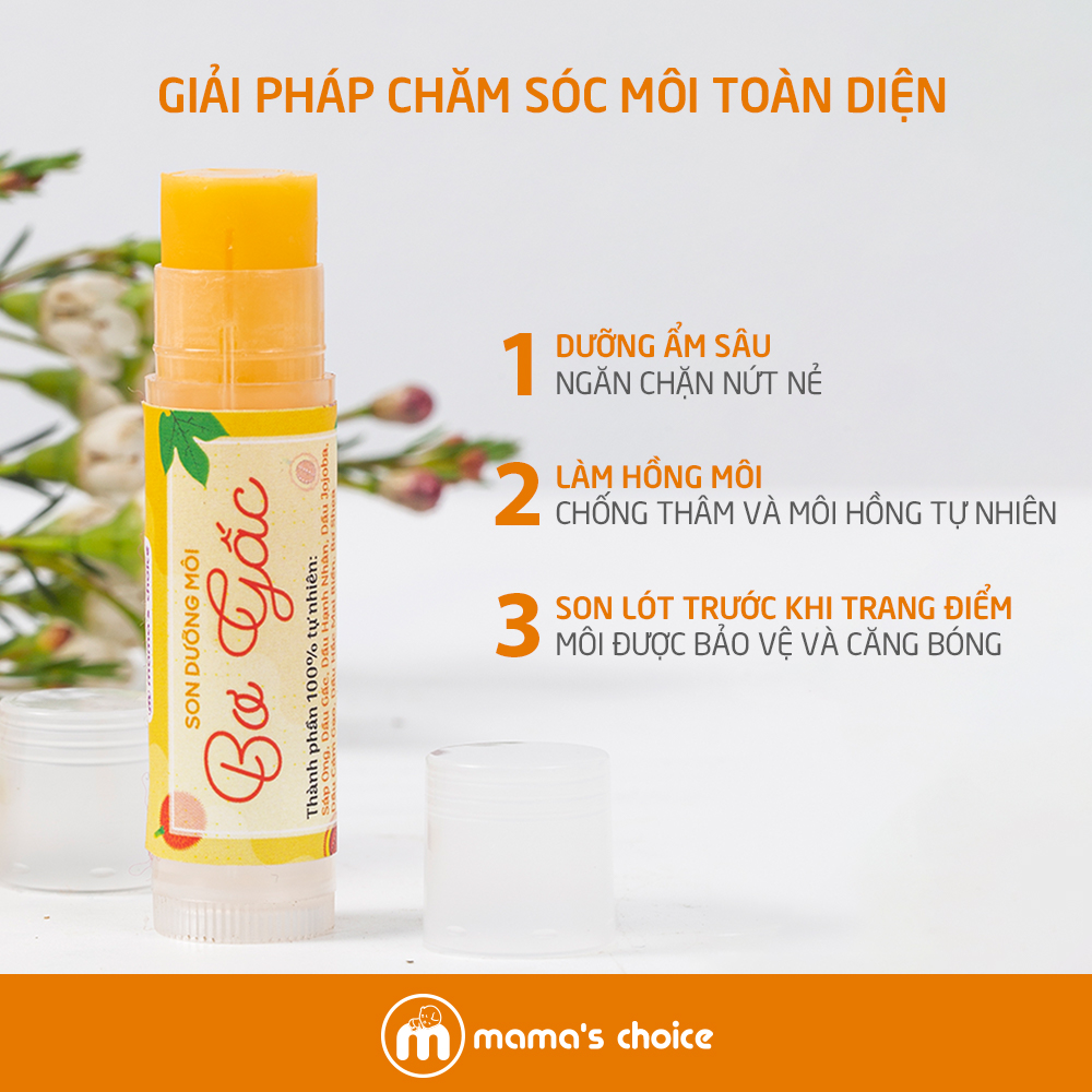 Son Dưỡng Môi Bơ Gấc Dưỡng Ẩm Chống Khô Nẻ Mama's Choice, An Toàn Cho Mẹ Bầu và Trẻ Sơ Sinh (10 gram)